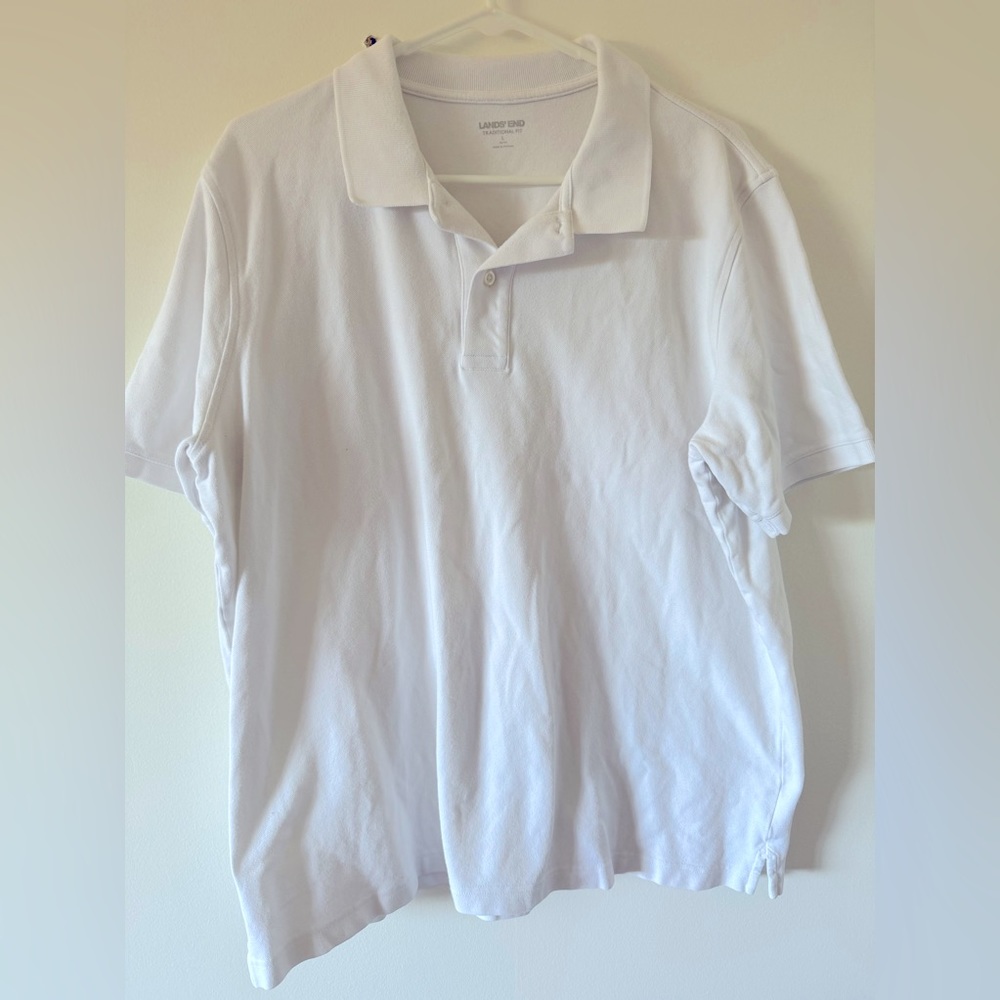 ❤️ FREE SHIPPING Land’s End Traditional Fit Men’s Large Polo White